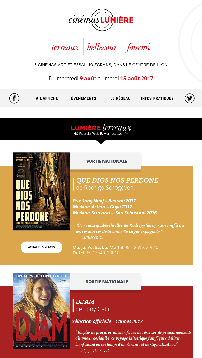 Programme du 9 au 15 aot 2017
