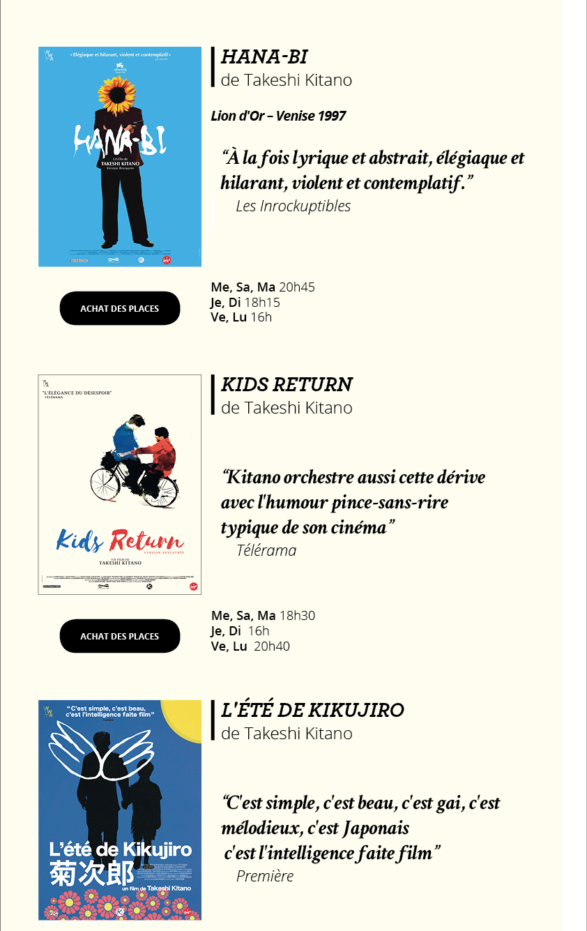 Programme du 9 au 15 aot 2017