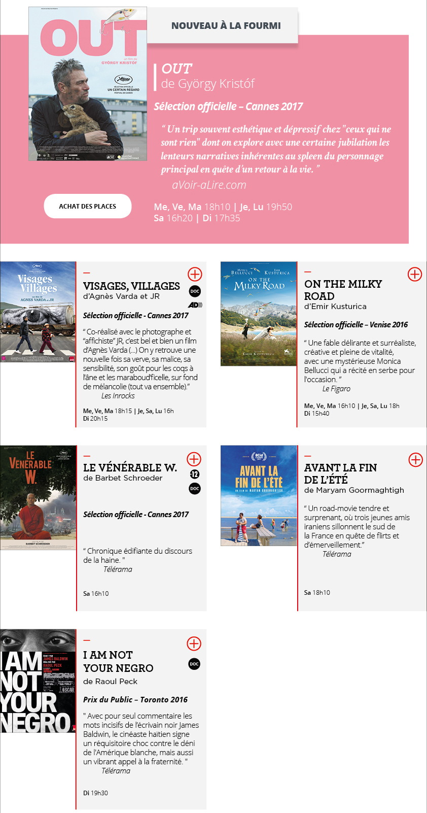 Programme du 9 au 15 aot 2017