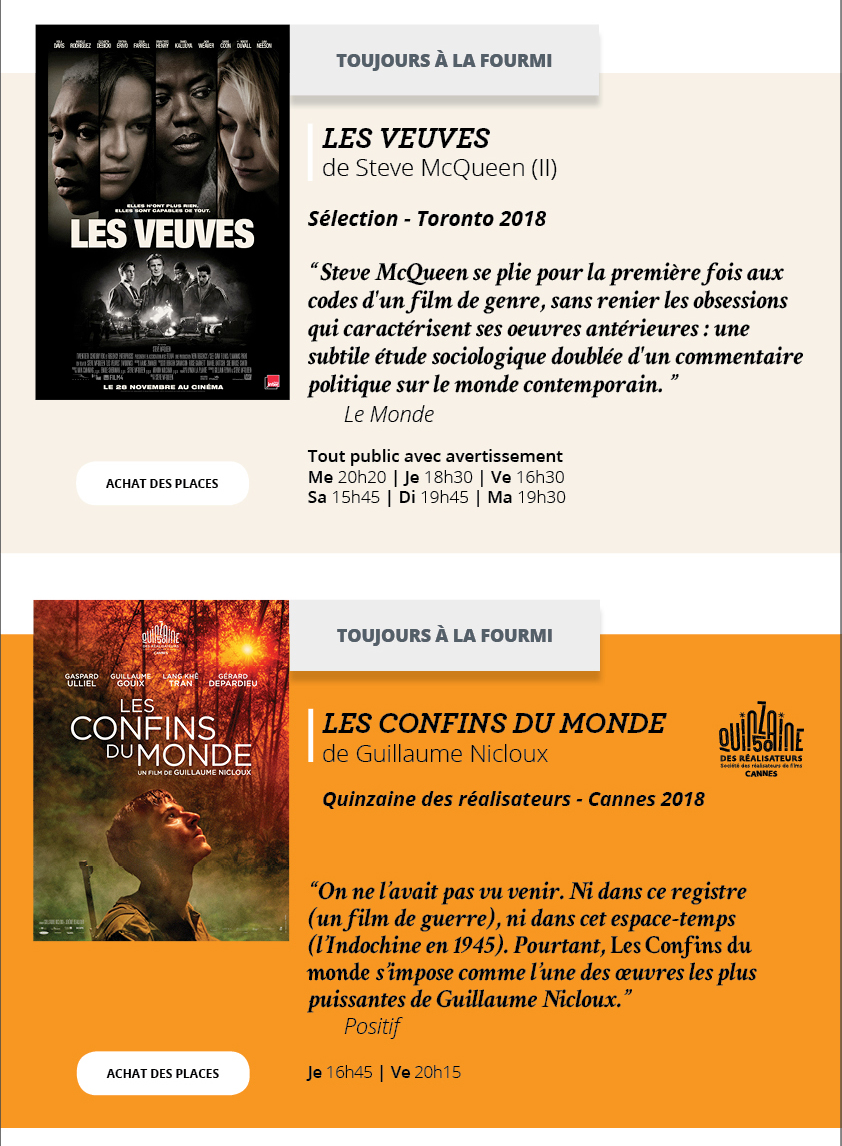 Programme du 2 au 8 janvier 2019