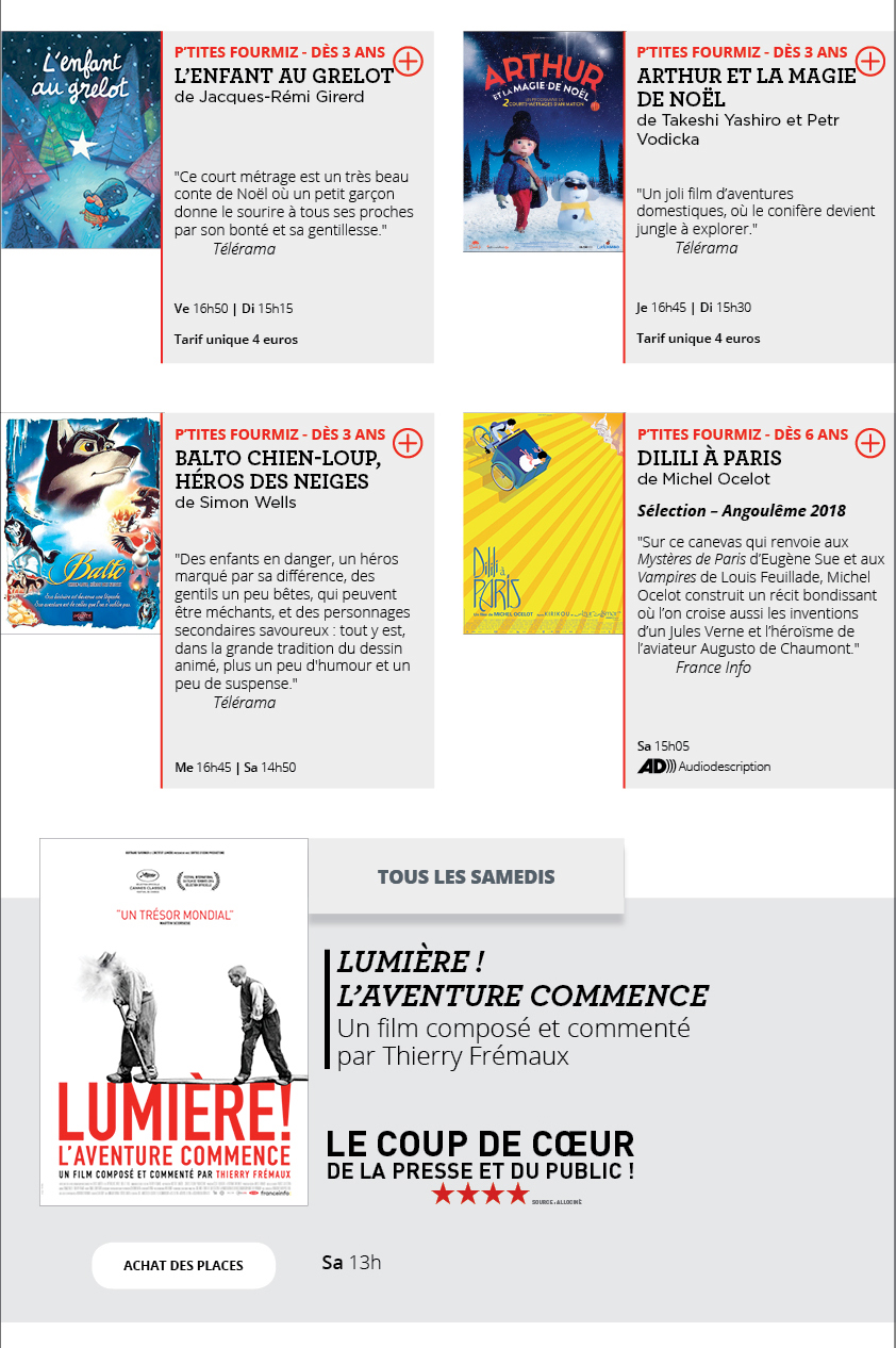 Programme du 2 au 8 janvier 2019