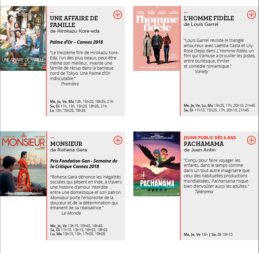 Programme du 2 au 8 janvier 2019