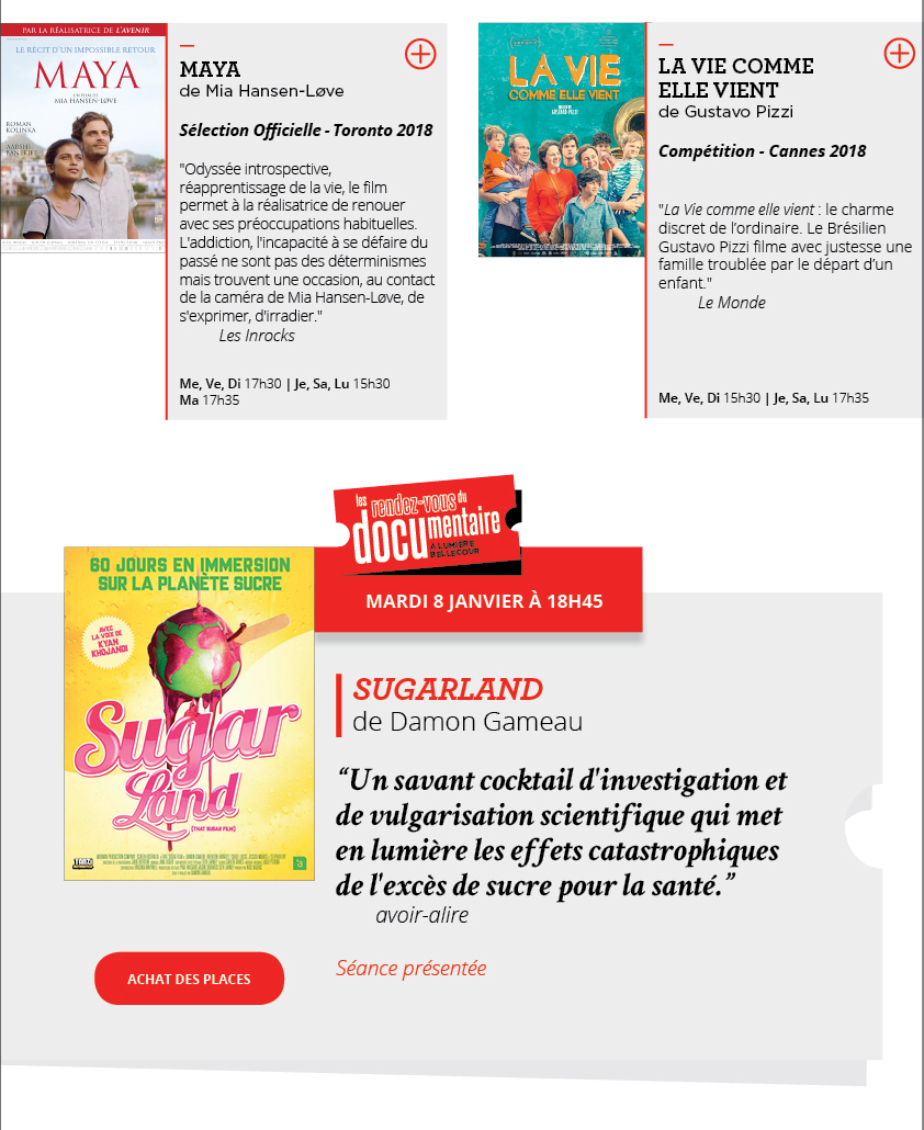 Programme du 2 au 8 janvier 2019