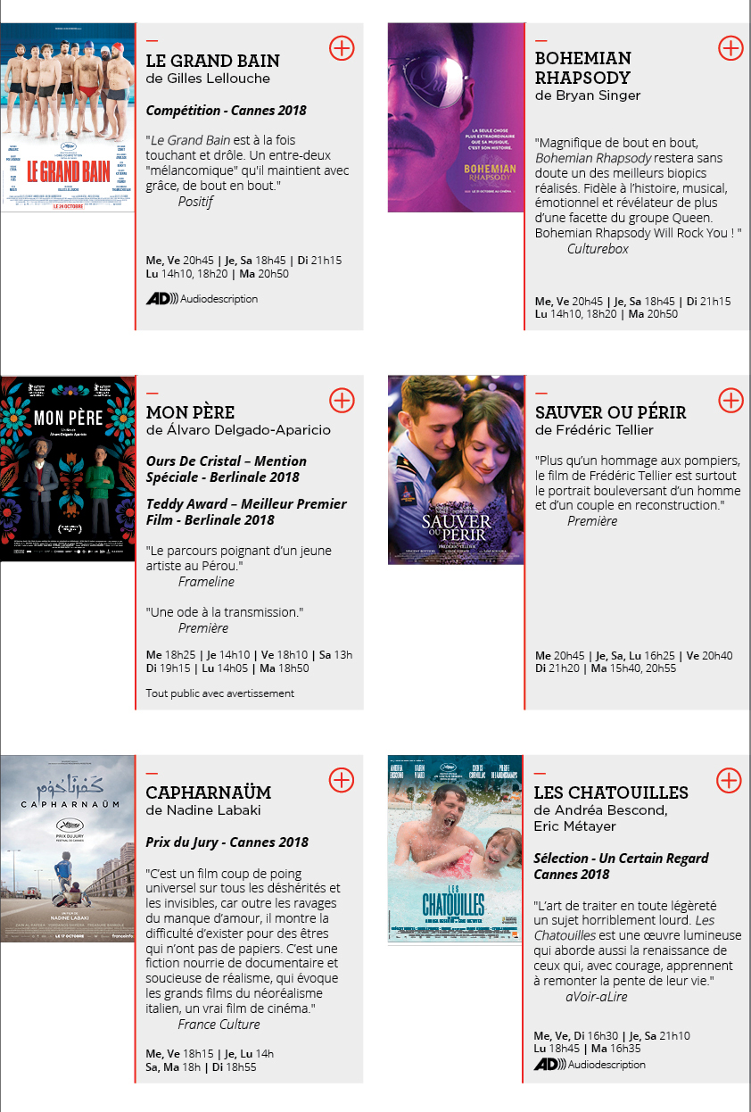 Programme du 2 au 8 janvier 2019