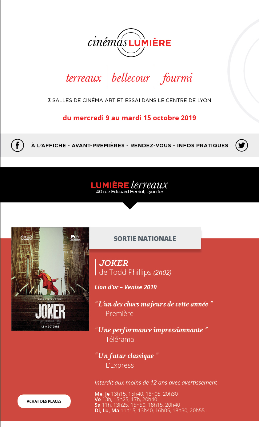Programme du 9 au 15 octobre 2019