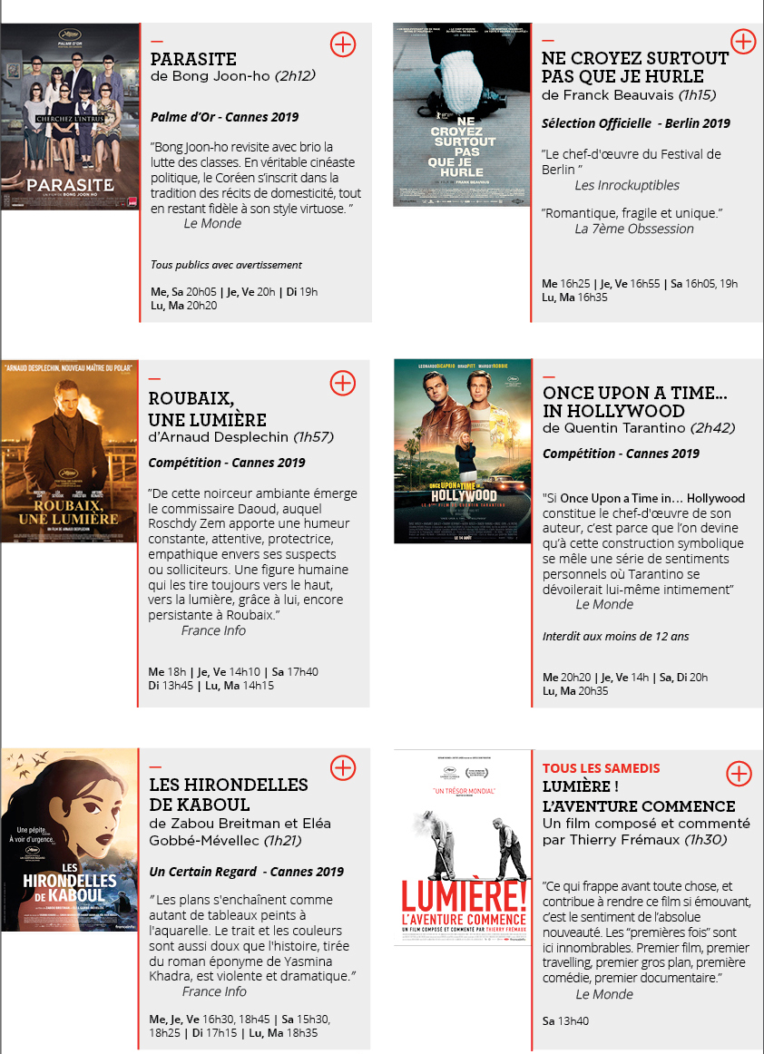 Programme du 9 au 15 octobre 2019