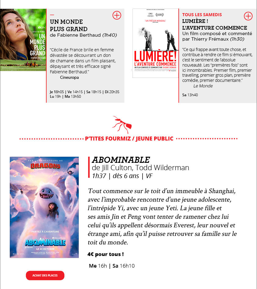 Programme du 1er au 7 janvier 2020